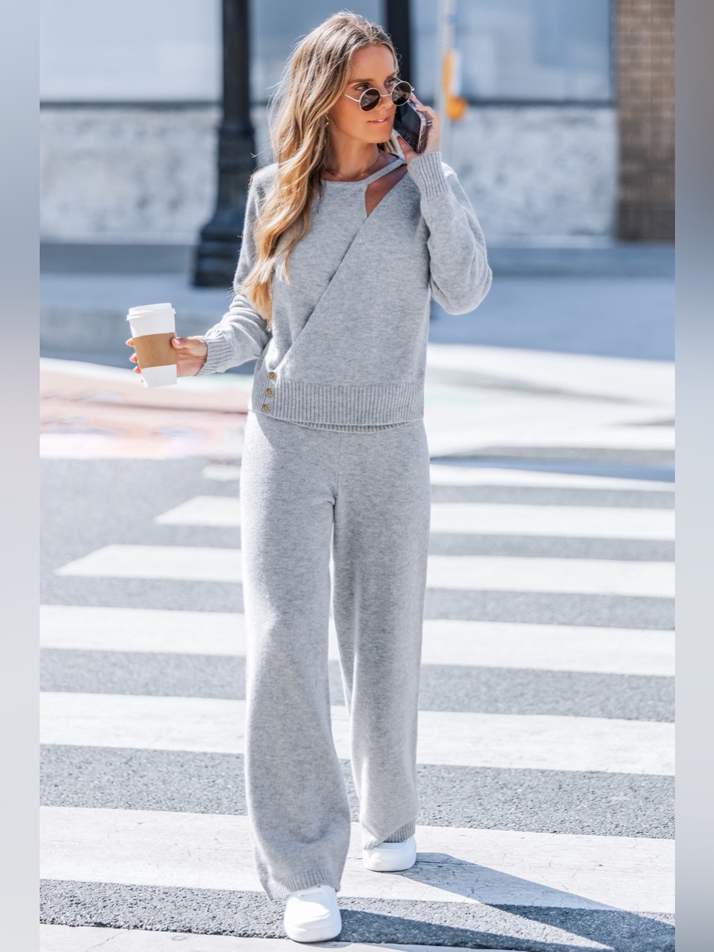 Cupshe Hushed Tone Grey Sweater and Matching Pants NWOT